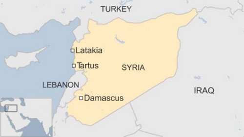 Tartus là quân cảng chiến lược nằm ở phía đông Syria. Đồ họa: BBC.