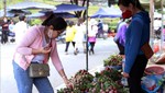 Người mua, khách du lịch chọn mua mận Tam Hoa tại thị trấn Bắc Hà. Ảnh tư liệu: Quốc Khánh/TTXVN