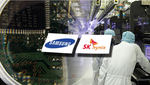 Samsung Electronics Co. và SK hynix Inc., hai nhà sản xuất chip hàng đầu thế giới. Ảnh: AFP