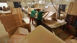 Sản xuất gỗ ván ép cong xuất khẩu tại tỉnh Bình Dương. (Ảnh: Vũ Sinh/TTXVN)