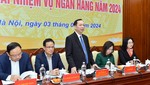 Phó Thống đốc NHNN Đào Minh Tú phát biểu tại cuộc họp.