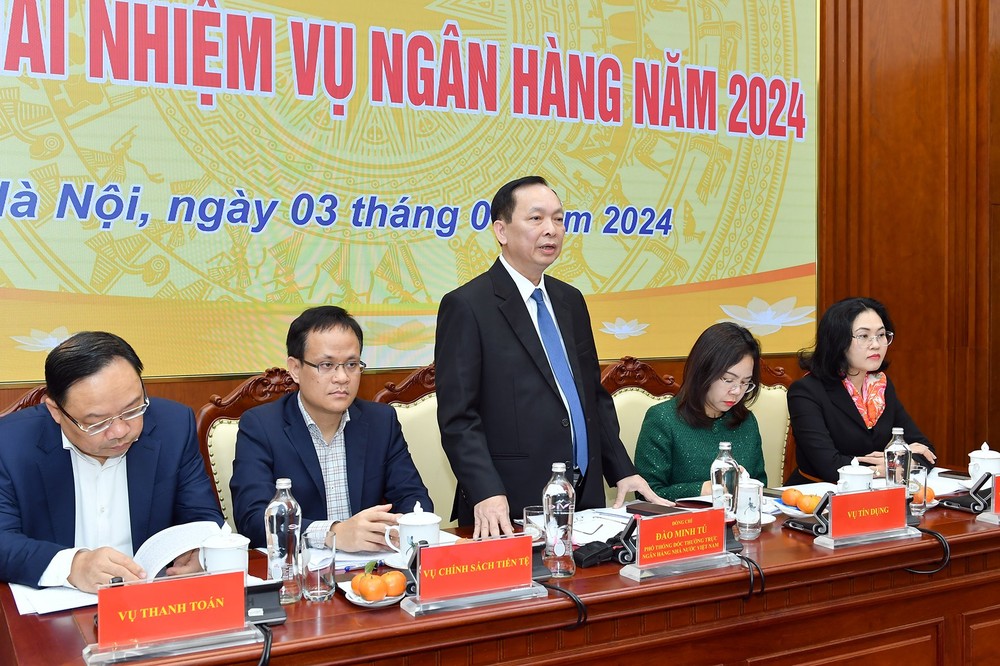 Phó Thống đốc Ngân hàng Nhà nước Đào Minh Tú tại Hội nghị Triển khai Nhiệm vụ Ngành Ngân hàng năm 2024.