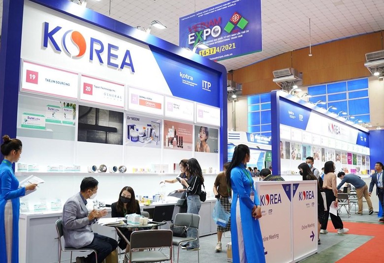 Gian hàng của doanh nghiệp Hàn Quốc tại hội chợ Vietnam Expo gần đây