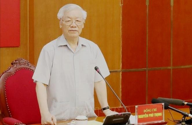 Tổng Bí thư Nguyễn Phú Trọng chủ trì họp Bộ Chính trị, Ban Bí thư - Ảnh: TTXVN