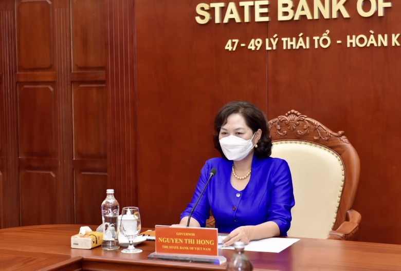 Thống đốc NHNN Nguyễn Thị Hồng tại buổi làm việc.