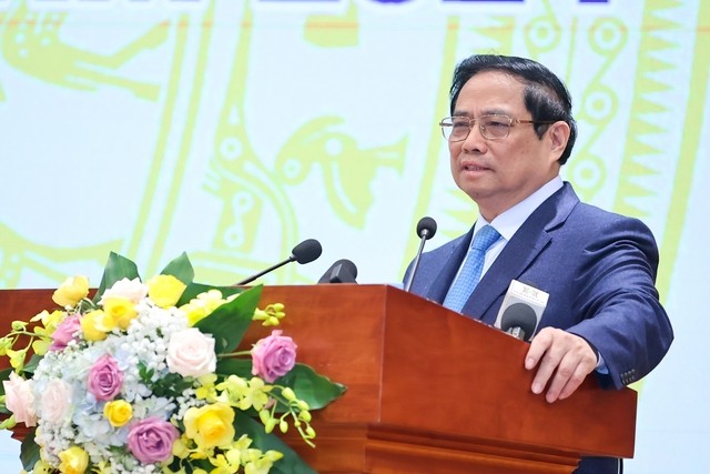 Thủ tướng Phạm Minh Chính nhấn mạnh vai trò quan trọng của ngân hàng là mạch máu của nền kinh tế - Ảnh: VGP.
